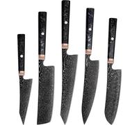 Set di coltelli da cucina damascati RY-39269 - Nero / 5pz