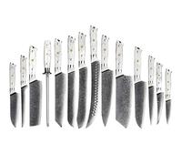 Set di coltelli da cucina damascati YU-37538 - Bianco
