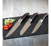 Set di coltelli da cucina Laguiole Heritage 3 pezzi | Coltelli da chef di alta qualità con manico in legno di pakka e lama in acciaio inox | Set di coltelli professionali per la cucina