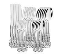 Set di coltelli e posate, Set di posate in argento, 30 pezzi, reali, coltello(Silver)