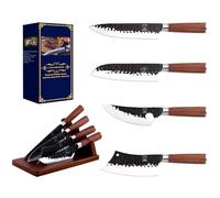 Set di coltelli forgiati in acciaio inossidabile tedesco 4 pezzi con blocco coltelli moderno, design unico anche praticità, facile da prendere, Coltello da chef, Coltello giapponese, Tritacarne
