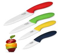 Set di Coltelli in Ceramica della , 4 Pezzi Super Taglienti Coltelli Professionali da Cucina, Set di Coltelli con Manici in Più Colori con Guaina Coprente Usati per Cucinare Verdure, Frutta e Pane