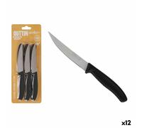 Set di Coltelli per Carne Quttin Nero Argentato 6 Pezzi [12 Unità]