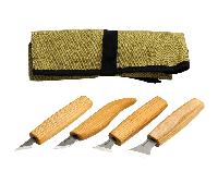 Set di Coltelli per Intaglio Geometrico in Legno Beavercraft (4 coltelli in rotolo) S05