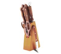 Set di coltelli, set completo di 8 pezzi in ceppo con supporto MAESTRO MR-1403