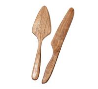 Set di coltello e paletta per torta nuziale, set di posate per torte in legno, indispensabili per matrimoni, affetta, taglierina, paletta e paletta, in legno con comodo manico, per matrimoni e altre