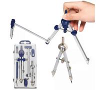 Set di compassi da disegno professionali in acciaio inossidabile con asta di prolunga - Kit di compassi geometrici da 7 pezzi per ingegneri