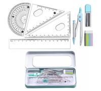 Set di compassi geometrici da disegno, strumento di geometria della scuola secondaria, goniometro per matematica, bussola e strumento per cancellare, per studenti scolastici, insegnanti, architetti