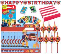 Set Di Compleanno Di Sam Il Pompiere 38 Pezzi Decorazioni Tortine Gioco Di Carte