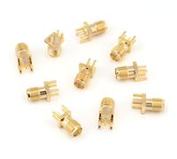 Set di Connettori RF SMA Jack SMA Femmina in Ottone da 10 Pezzi per Apparecchiature Wireless e Supporti PCB Finitura Oro 50 Ohm