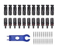 Set di connettori solari MC4 - Kit di cablaggio per pannello fotovoltaico, connettori per cavi maschio femmina | Kit di strumenti di crimpatura a energia solare resistente impermeabile da 10 paia da