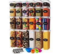 Set di contenitori ermetici per alimenti, 24 pezzi, per organizzazione cucina e dispensa, senza BPA, contenitori in plastica con coperchi resistenti, ideali per cereali, farina e zucchero, set di