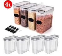 Set di Contenitori per Alimenti da 8/12 Pezzi, Scatola Sigillata da 4L, Contenitore Ermetico per Cereali, Set di Contenitori per Alimenti, Barattolo per Cereali, Caramelle e Prodotti Secchi