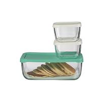 Set di Contenitori per Alimenti in Vetro, Set di 3, Contenitori Impilabili per la Pianificazione dei Pasti, Contenitori per la Pianificazione dei Pasti in Vetro Impilabili