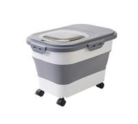 Set di contenitori per cereali, pieghevoli, per cibo per cani, dispensa, dispensa, organizer per cereali, farina di riso, farina e contenitore (grigio, taglia unica)