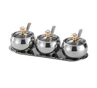 Set di contenitori per condimenti da cucina a 3 scomparti, in acciaio inox, pratici contenitori per condimenti con vassoio per servire la tavola