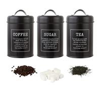 Set di contenitori per cucina, 3 pezzi da 1200 ml set di contenitori neri con tè, caffè, barattoli di zucchero, contenitore per caffè ermetico, contenitori da cucina set per cibo, biscotti, farina, t