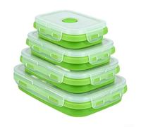 Set di contenitori per il pranzo pieghevoli, a prova di perdite, con design codificato a colori, utilizzati per frigoriferi, microonde e lavastoviglie (4 pezzi, giallo-verde)