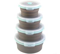 Set di contenitori per il pranzo pieghevoli in silicone, adatti al microonde, pieghevoli, a prova di perdite, 4 misure 350 ml, 500 ml, 800 ml, 1200 ml, leggero, facile da pulire, per ufficio, pasti