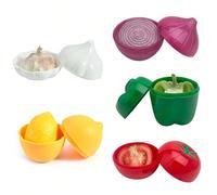 Set di contenitori per la conservazione degli alimenti in plastica, 5 pezzi/2 pezzi/1 pezzo a forma di verdure, cipolle, limoni, pomodori, peperoncini, aglio, a tenuta ermetica, ciotole per mantenere