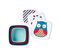 set di contenitori per snack zoo gufo, 3 misure, senza bpa