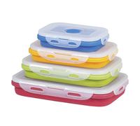 Set di contenitori pieghevoli, confezione da 4 pezzi, 400-1300 ml, coperchio a c