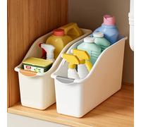 Set di contenitori portaoggetti in plastica curvi - Scatole multiuso per l'organizzazione della casa per prodotti per la pulizia e elementi essenziali per la casa