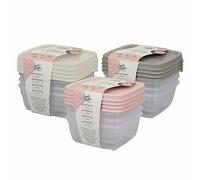 Set di contenitori quadrati in plastica per alimenti, ermetici, con coperchio, per microonde, congelatore e lavastoviglie, capacità 300 ml, colori assortiti, 4,5 x 10,9 x 10,9 cm (4 pezzi)