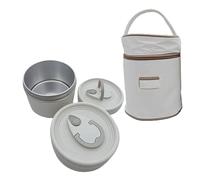 Set di contenitori rotondi per alimenti in metallo per la scuola, con scomparti isolati a doppio strato e maniglia ergonomica, doppia parte termica