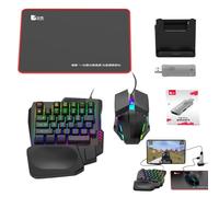 Set di convertitori da gioco per telefono, tastiera e mouse da gioco a mezza mano 35 tasti, convertitore di gioco mobile con retroilluminazione LED RGB, adattatore da gioco a mezza mano per un