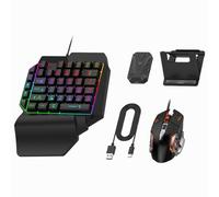 Set di Convertitori per Mouse e Tastiera da Gioco con Una Mano, 35 Tasti PUBG Wired Keyboard e Mouse da Gioco con Retroilluminazione RGB, Adattatore per Tastiera e Mouse, Convertitore Giochi Mobili(4)
