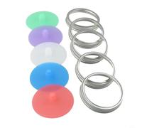 Set di coperchi in silicone per barattoli di fermentazione con Airlock, materiale non tossico BPA, 5 pezzi con possibilità di anelli in metallo, progettati per decapare varie verdure e kimchi (B)