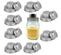 Set di coperchi per barattoli di spezie da cucina con coperchio filtro in acciaio inox e guarnizione in silicone, coperchio a tenuta stagna per sale, pepe, zucchero (8 confezioni)