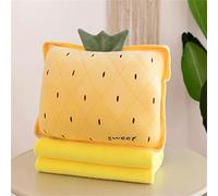 Set di coperta da viaggio e coperta per pisolino pomeridiano, 3 in 1, con grazioso cuscino imbottito di frutta, mani calde, adatto per viaggi dei bambini e pisolino in ufficio (ananas giallo)
