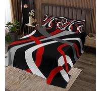 Set di copertine geometriche rosse e nere grigie retrò cerchi turbinii trapuntati copriletto a strisce geometriche trapuntate coperte astratte geometriche astratte trapuntate con 1 federa singola