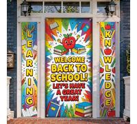 Set di copertine per porta di benvenuto con frutta, matite educative colorate per il ritorno al campus, colore rosso, per feste, portico, feste, feste, riunioni di famiglia, 3 pezzi