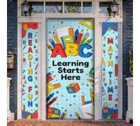 Set di copertine per porta di benvenuto, matite colorate educative con numeri per ritorno al campus, blu per le vacanze, per casa, porta d'ingresso, cortile, patio, 3 pezzi