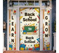 Set di copertine per porta di benvenuto, numeri educativi e giocosi con mele per ritornare al campus rosso per vacanze portico sfondo banner decorazioni per casa, porta d'ingresso, porta interna ed