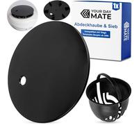 Set di copertura con filtro per capelli per scarico doccia, Ø 112 mm, compatibile con scarico Viega Tempoplex anno di produzione 2001-2006, copertura in ABS ASA nero, filtro per capelli