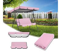 Set di Copertura Tetto e Sedile Dondolo a 2-3 posti, Tetto di Ricambio per Dondolo da Giardino in Tessuto Oxford 210D, Impermeabile, Capottina per Dondolo Anti-UV (Size:195*125*15cm,Color:Rosa)