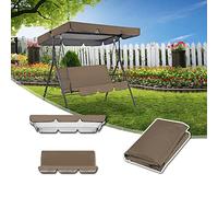 Set di Copertura Tetto e Sedile Dondolo a 2-3 posti, Tetto di Ricambio per Dondolo da Giardino in Tessuto Oxford 210D, Impermeabile, Capottina per Dondolo Anti-UV (Size:249*185*15cm,Color:Marrone)