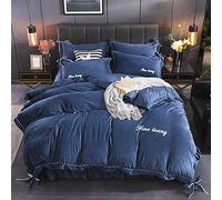 Set di coperture del Piumino Set Doppio copripiumini Doppi Set di Set di Biancheria da Letto Verde Set di coperture per piumone Blu di Dimensioni matti con lettiera Aderente Set di coperture per