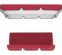 Set di coperture di ricambio per dondolo da giardino a 2/3 posti, copertura per dondolo da giardino, baldacchino e federa per cuscino, resistente alle intemperie, rosso (249 x 185 x 18 cm) per comfort