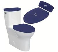 Set di coperture for serbatoio WC 6 pezzi 3 set coperchio in spandex elasticizzato e for arredo bagno in tinta unita for hotel casa(Blue)