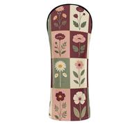 Set di coperture impermeabili per mazze da golf, con etichette numeriche, per gli amanti del bosco e degli ibridi, patchwork floreale, rosa