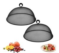 Set di coperture per alimenti in metallo riutilizzabili per cene all'aperto che offrono una protezione affidabile contro le mosche durante il campeggio, picnic e uso delle feste (uno nero)