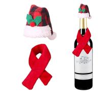 Set di coperture per bottiglie di vino di Natale - Decorazione festiva per bottiglie di vino, custodie per bottiglie riutilizzabili | Cappello da bottiglia con maniche per vino di Natale, Babbo