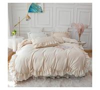 Set di coperture per Copripiumino TFBHL Set di colonnette da Letto a Colori Solidi Vintage Set da 4/6 Pezzi di Copertura per Piumino a Doppio Volant di Cotone Morbido con Copertina del piumone con