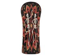 Set di coperture per golf Boho Mandala fiore e scheletro umano in pelle PU con targhetta numerata progettata per adattarsi a tutti i legni e conducenti