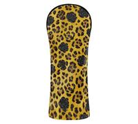 Set di coperture per golf con stampa leopardata gialla con fiore di rosa, accessori in pelle di alta qualità con etichetta numerata, progettati per adattarsi a tutti i legni e conducenti Golf cart